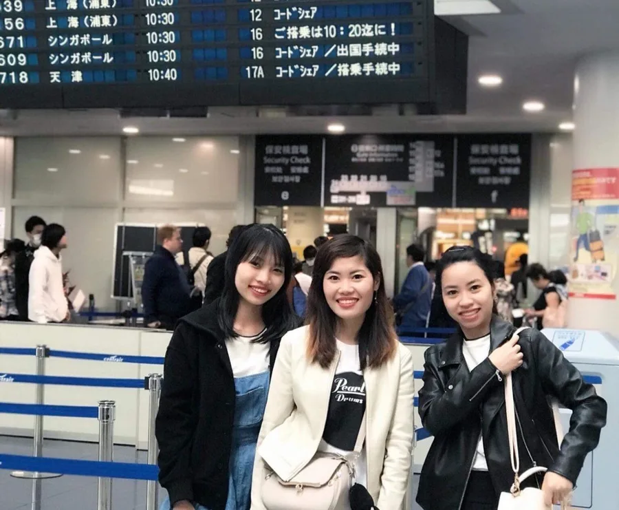 技能実習を終えて帰国する実習生を空港で見送った様子